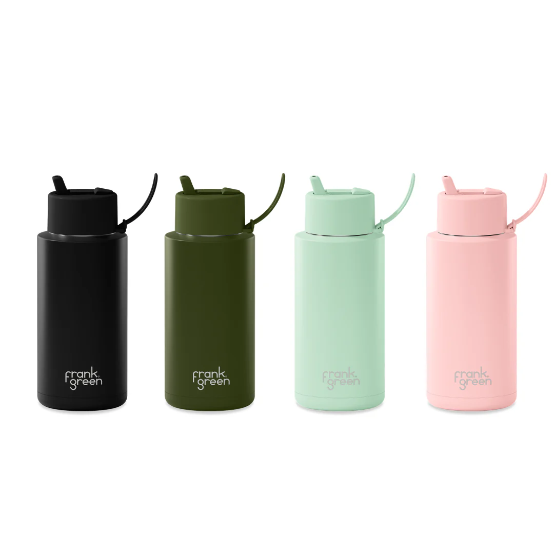 34oz Stainless Steel Ceramic Bottle with Straw