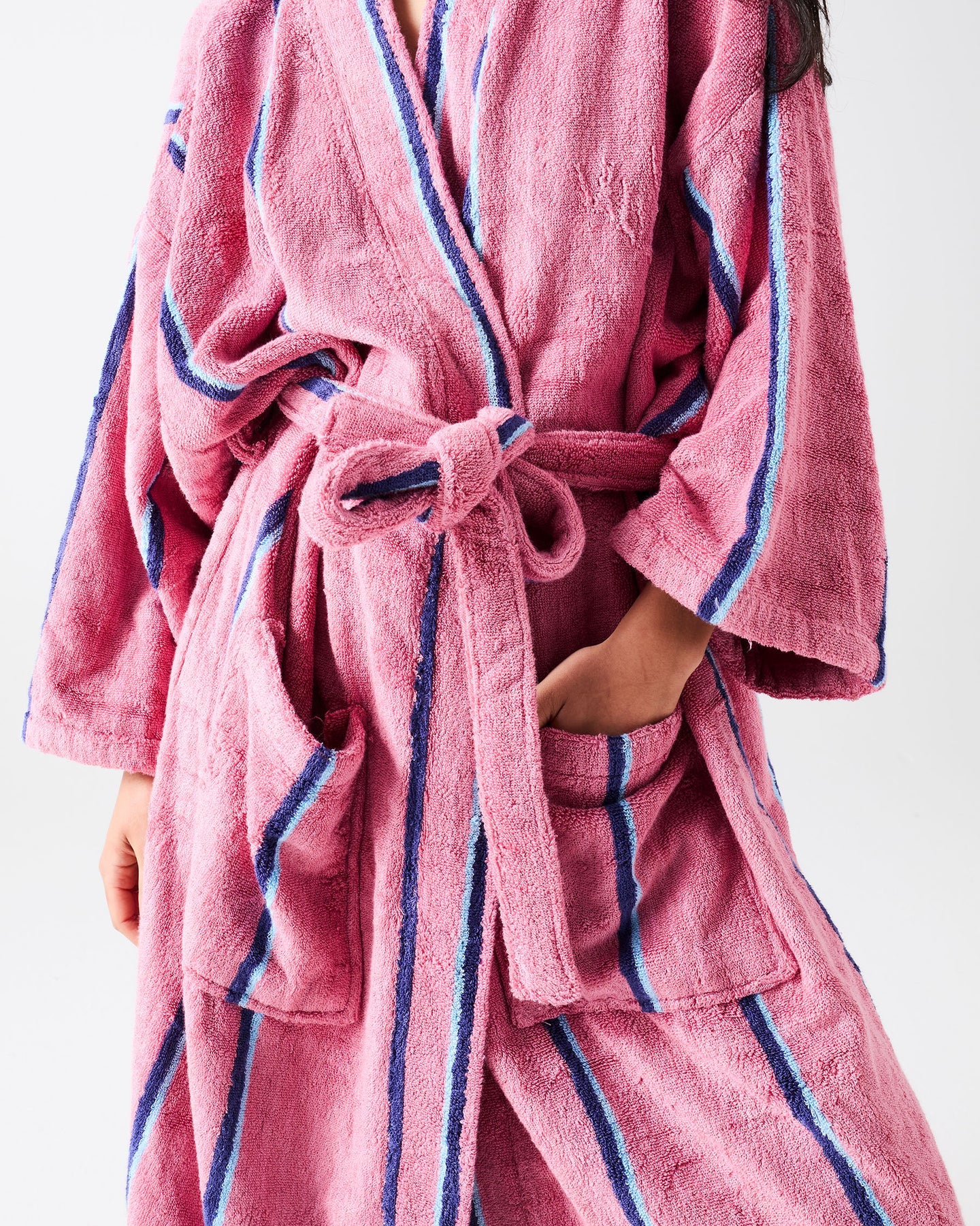 Bamboo Terry Bath Robe - Blushing Stripe - Image 3