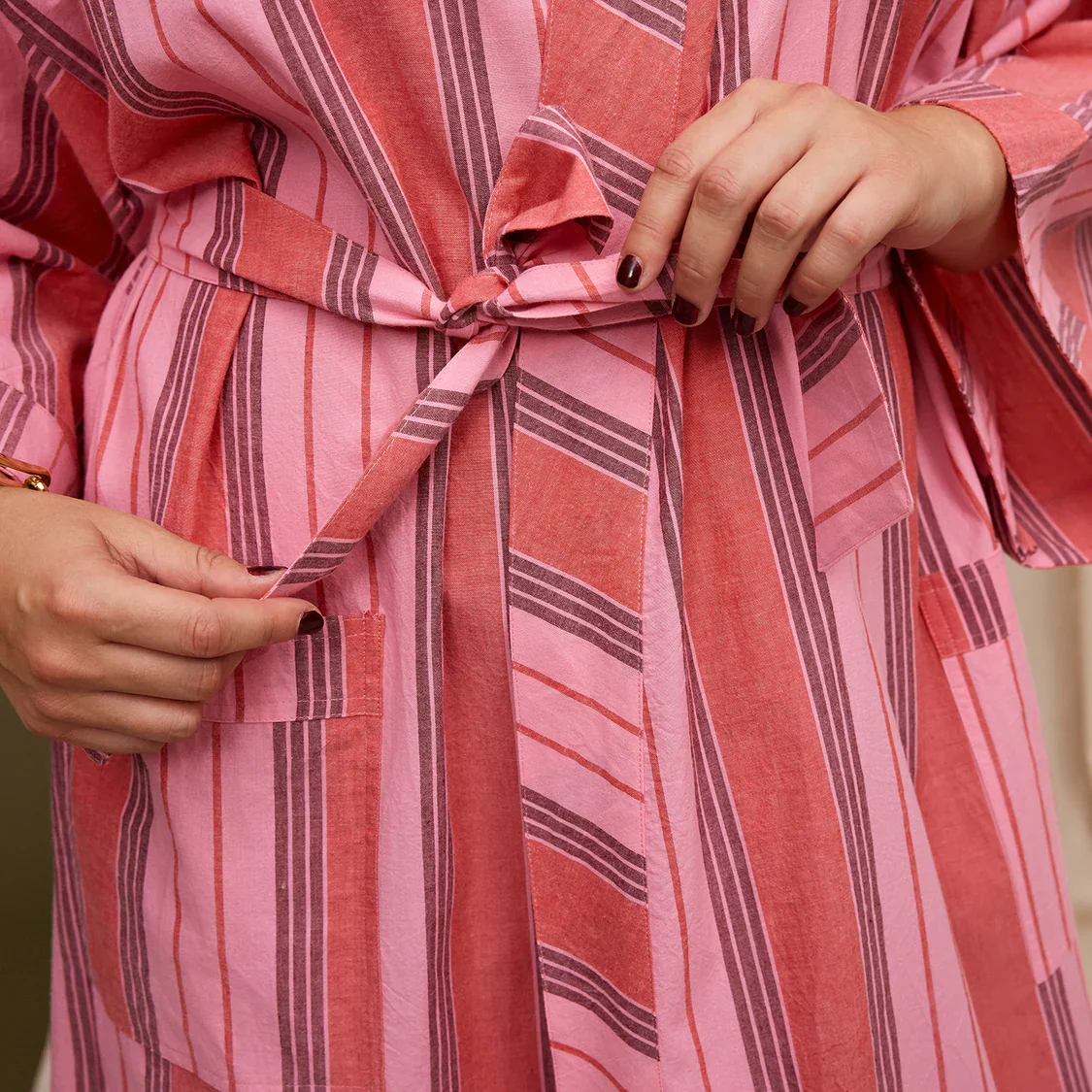 Brigitte Cotton Bath Robe - Scarlet - Image 4