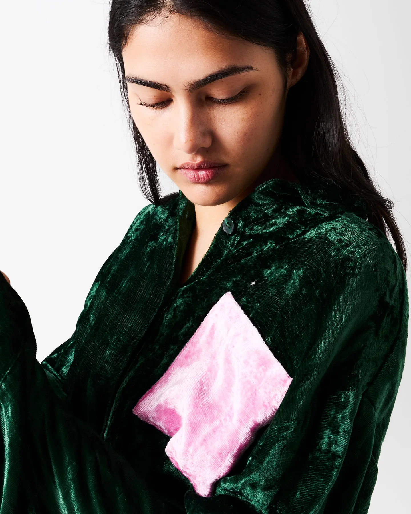 Adult Velvet Long Sleeve Shirt and Pant Pyjama Set - Candy Pine - Image 4