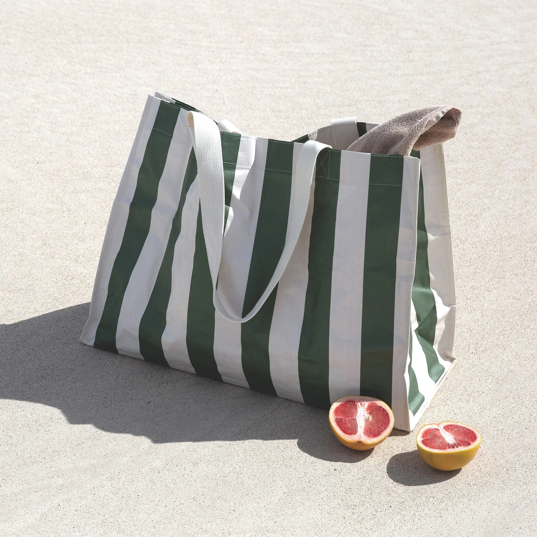 Carryall Beach Bag - Olive Stripe - Image 3