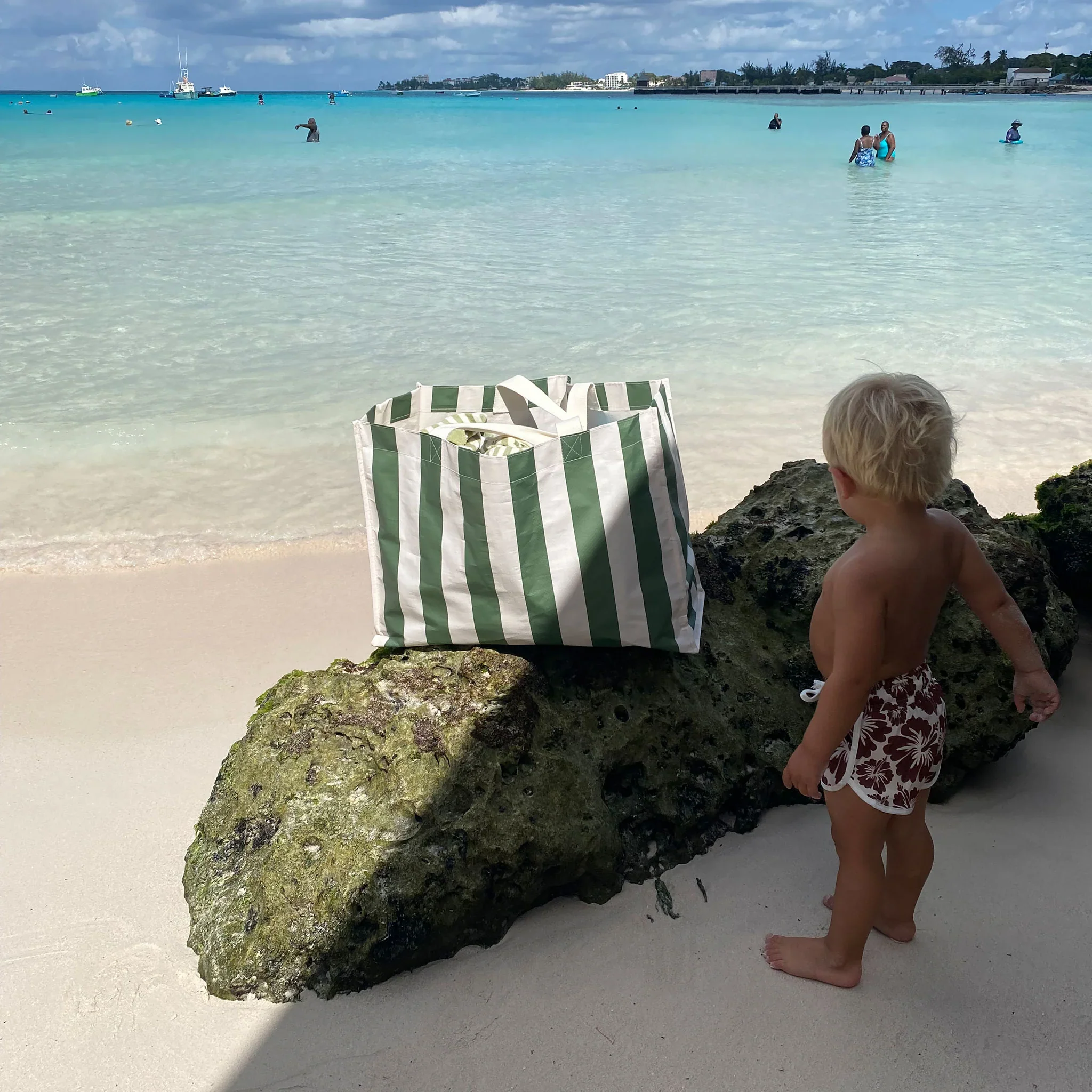 Carryall Beach Bag - Olive Stripe - Image 4