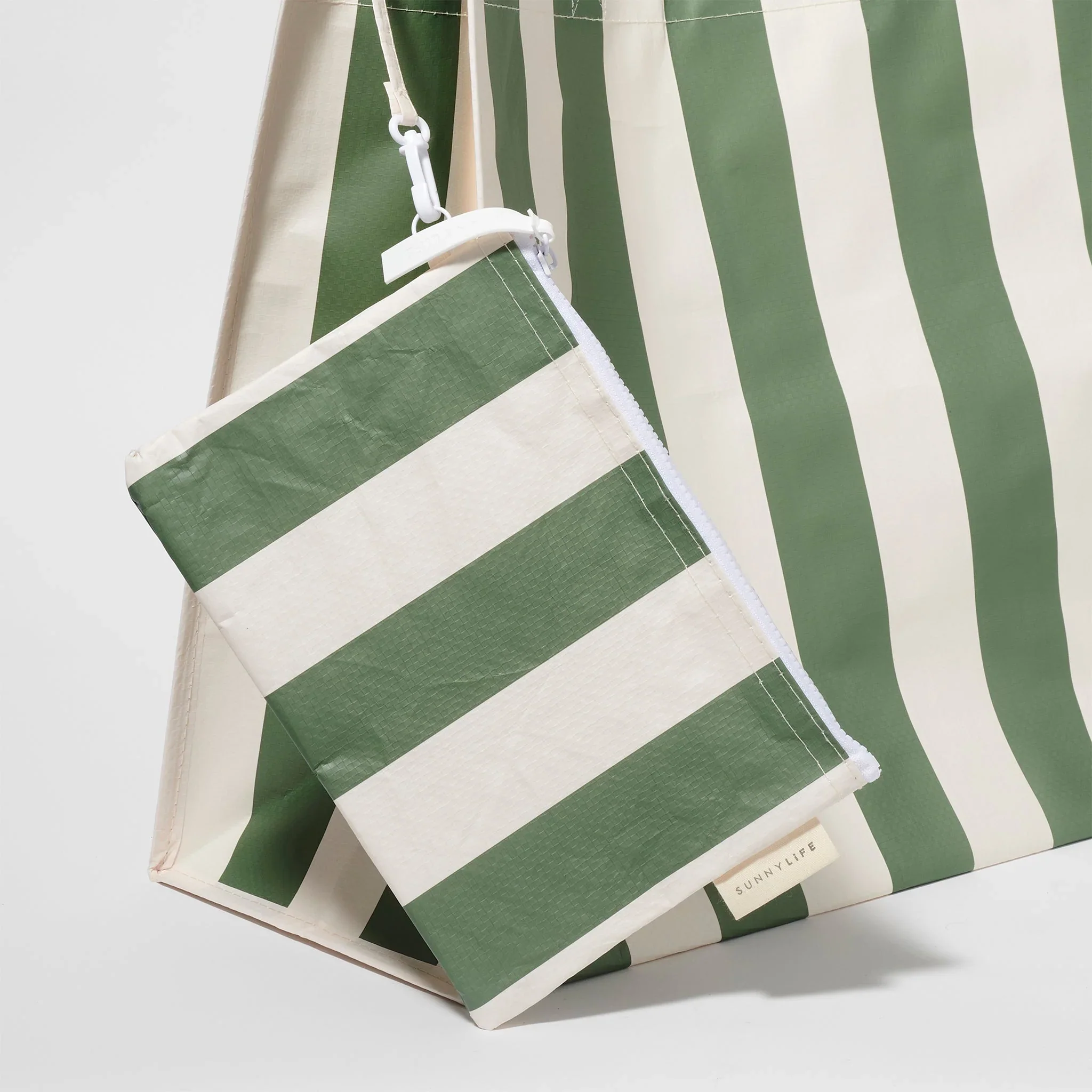 Carryall Beach Bag - Olive Stripe - Image 6
