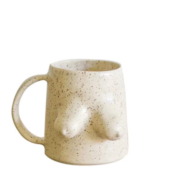 Ceramic Boob Mug - Almond spice glaze