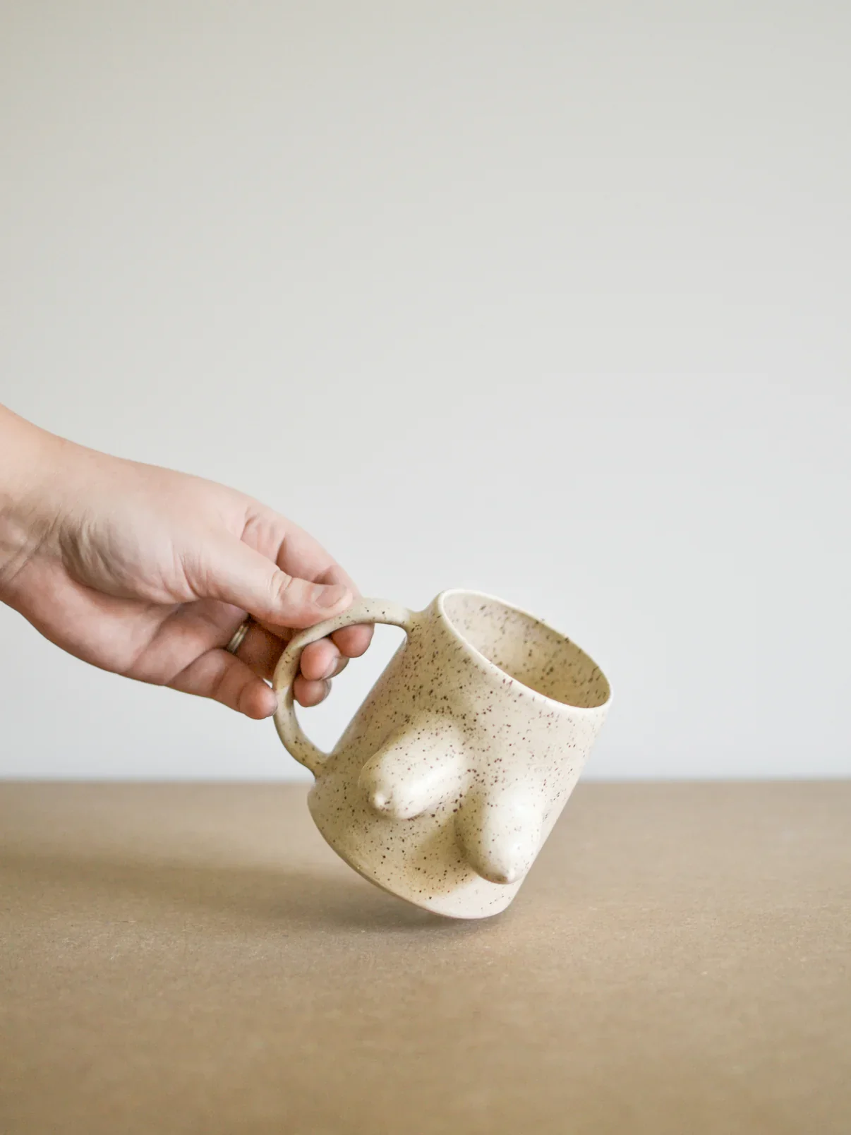 Ceramic Boob Mug - Almond spice glaze - Image 2