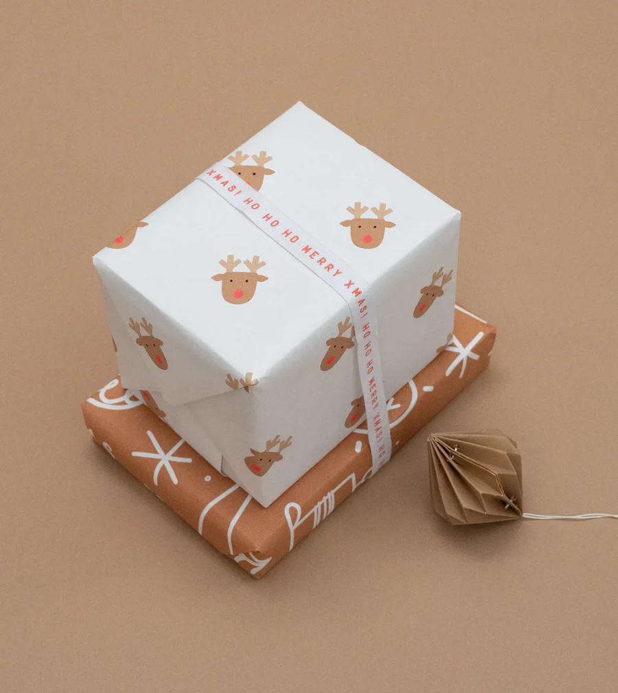Christmas Gift Wrap Roll - Rudolph - Toffee - Image 4