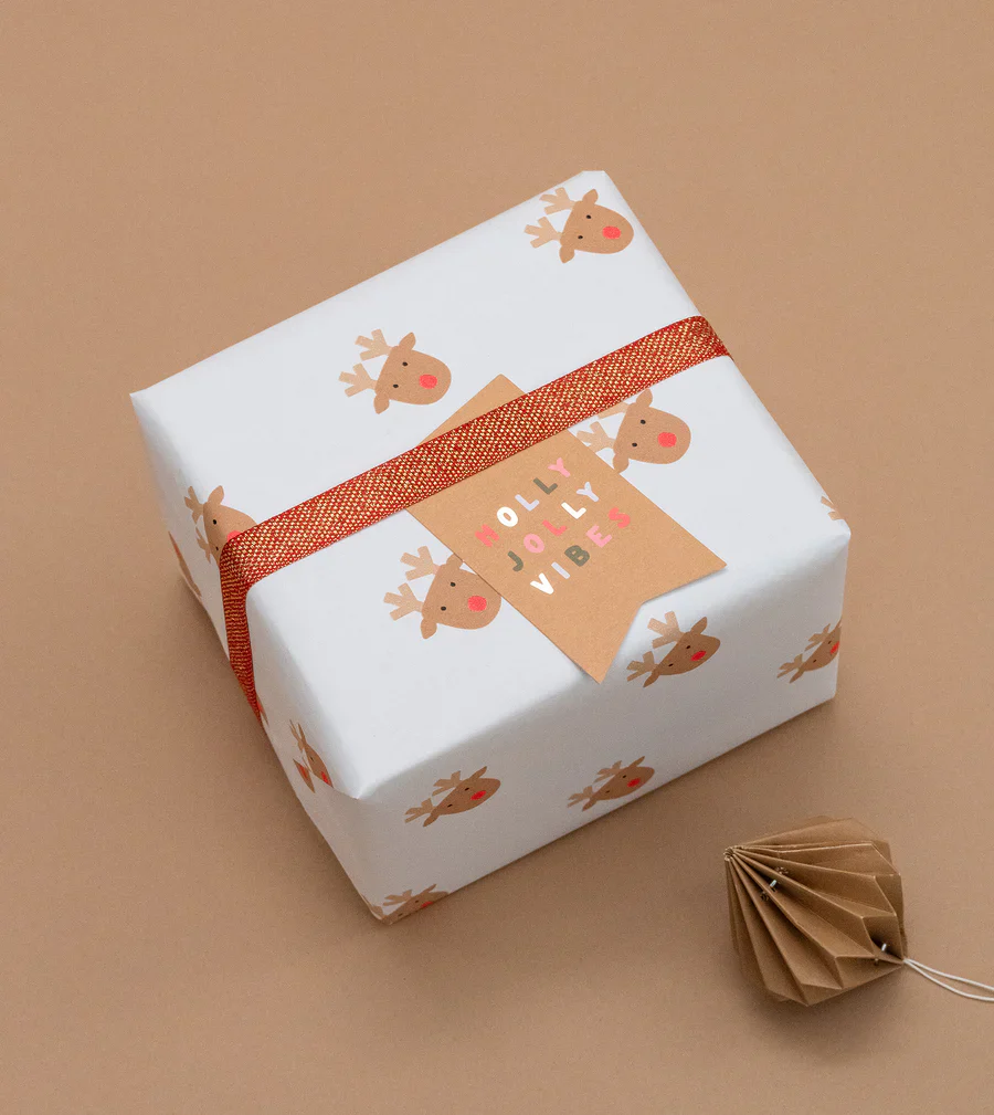 Christmas Gift Wrap Roll - Rudolph - Toffee - Image 6