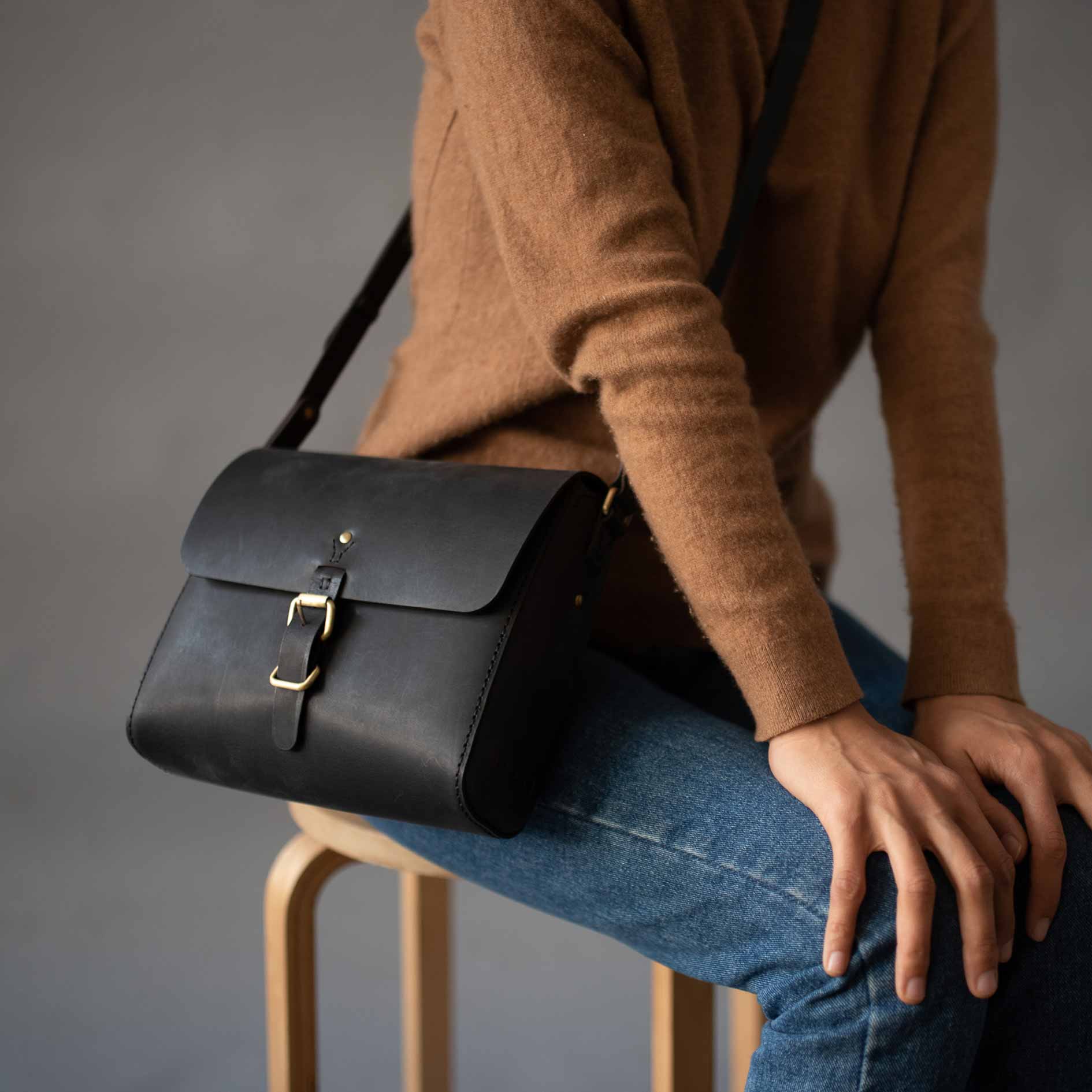 Companion Ethical Leather Satchel - Black - Image 2