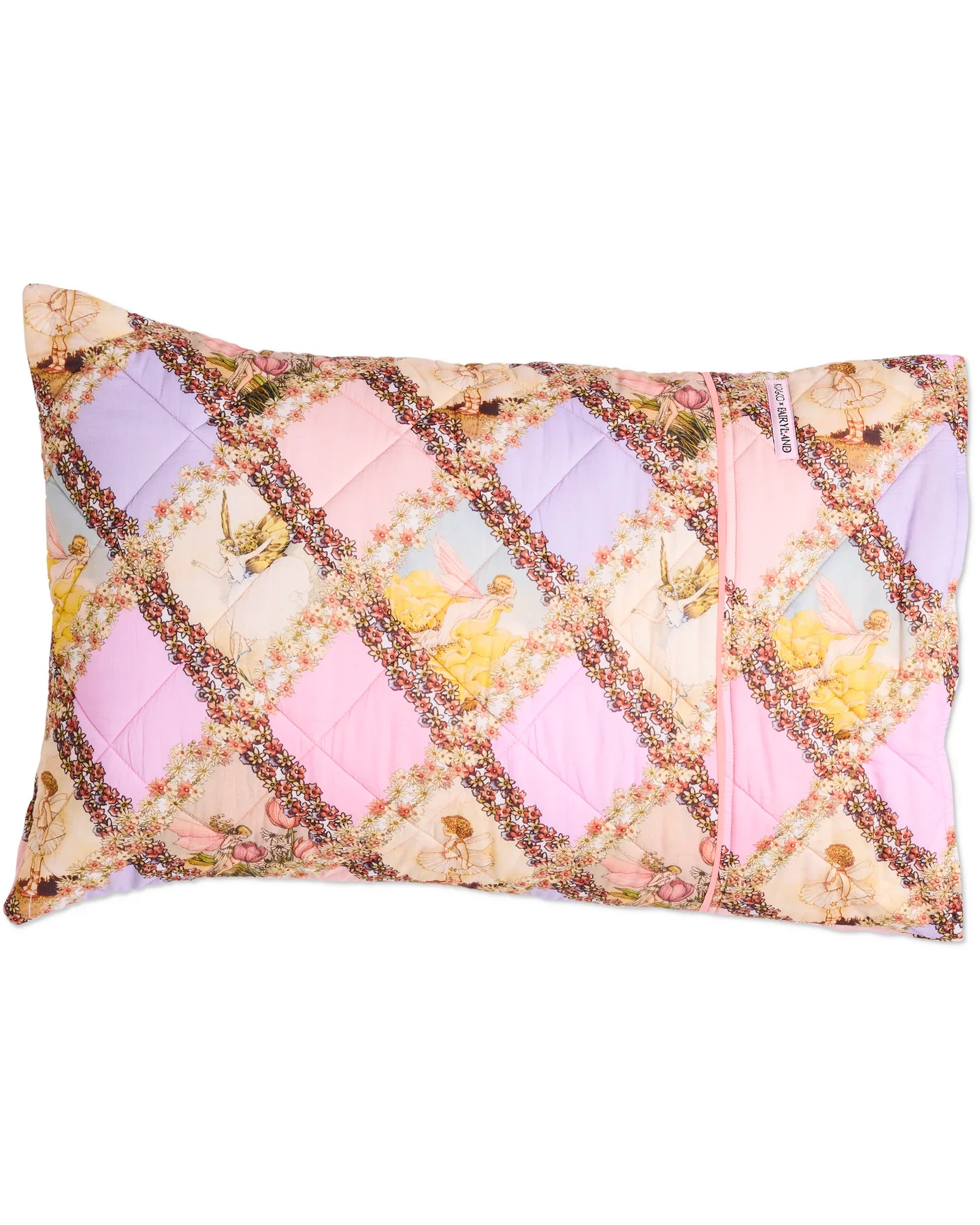 Cotton Quilted Pillowcase (Singular) - Fairyland | Flower Chain Harlequin