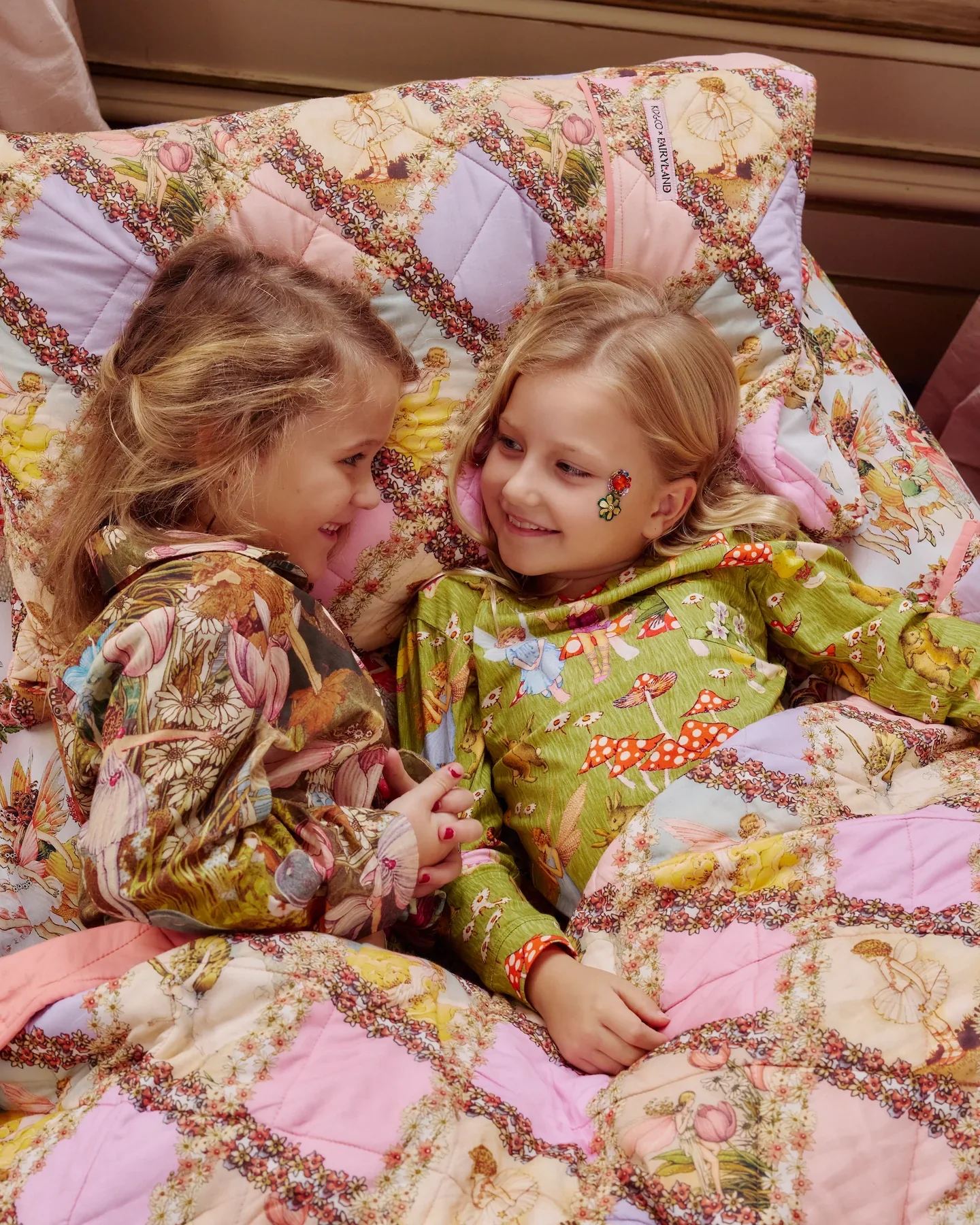 Cotton Quilted Pillowcase (Singular) - Fairyland | Flower Chain Harlequin - Image 3