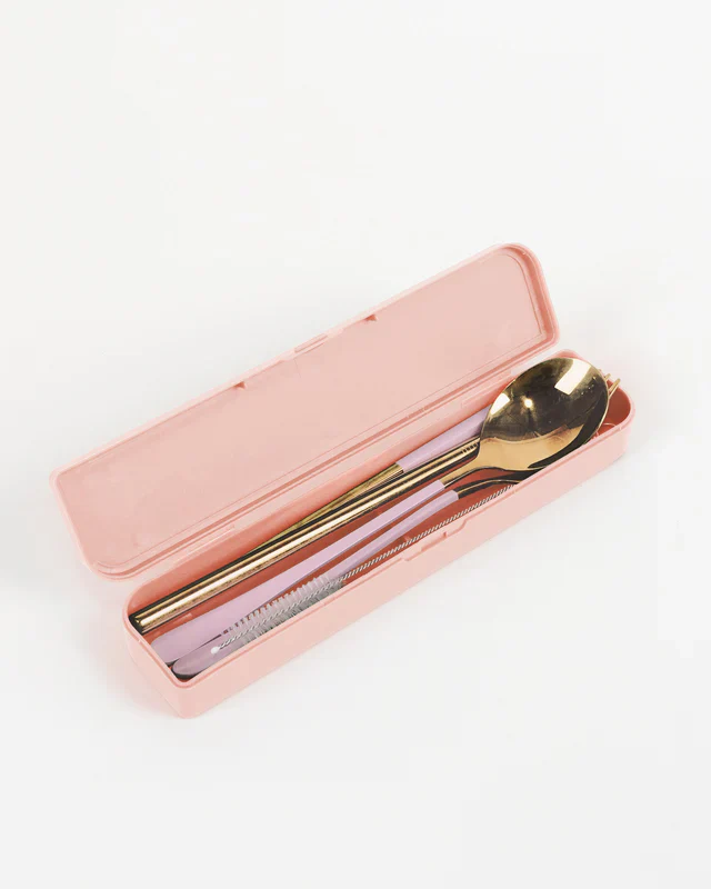 Cutlery Kit - Gold with Lilac Handle - Image 3