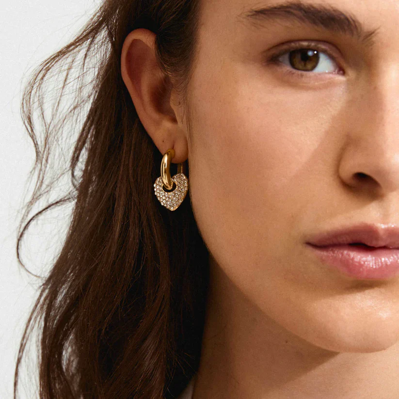 Dune Crystal Hoop Earrings - Gold Plated - Image 2
