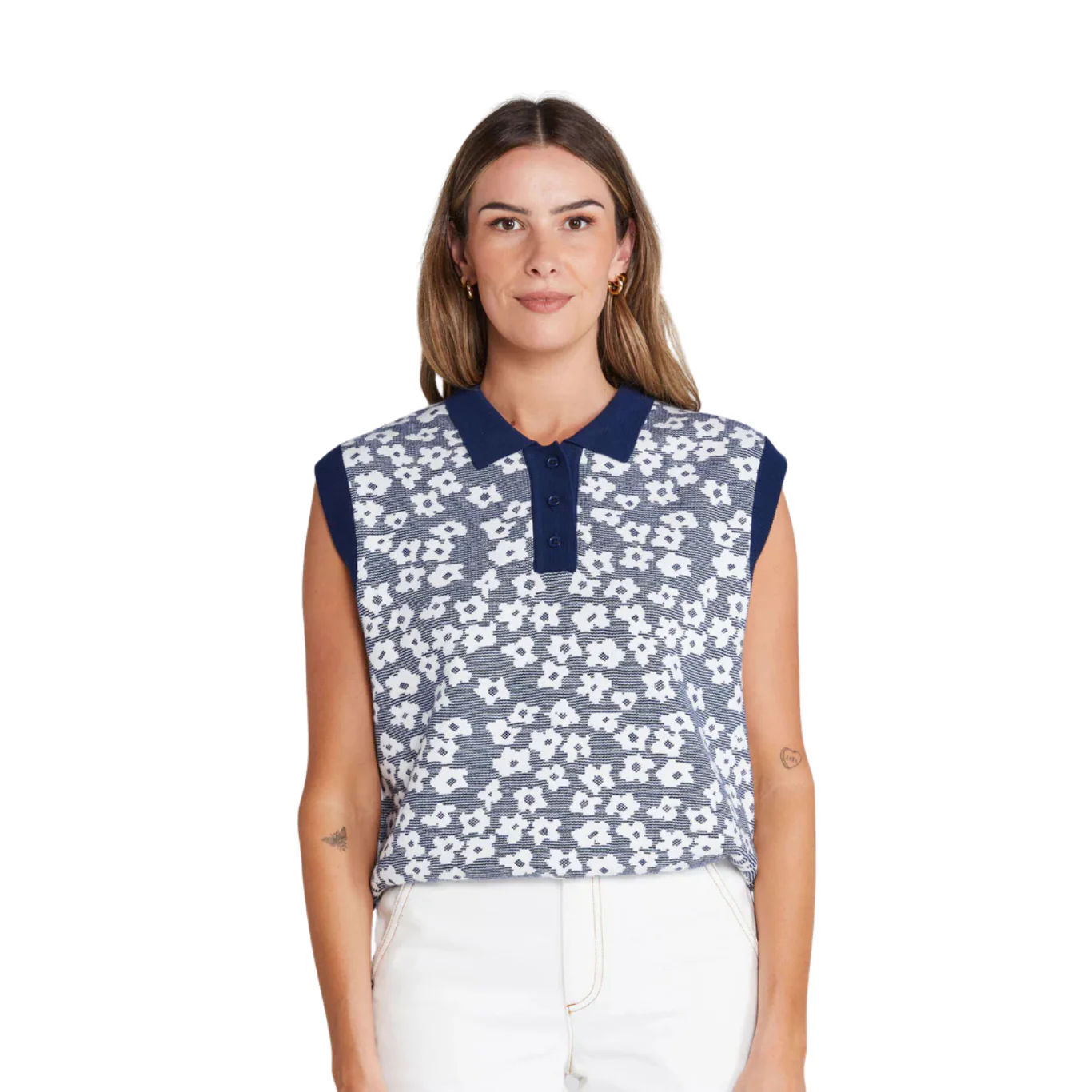 Fairway Flowers Polo - Bleached Navy