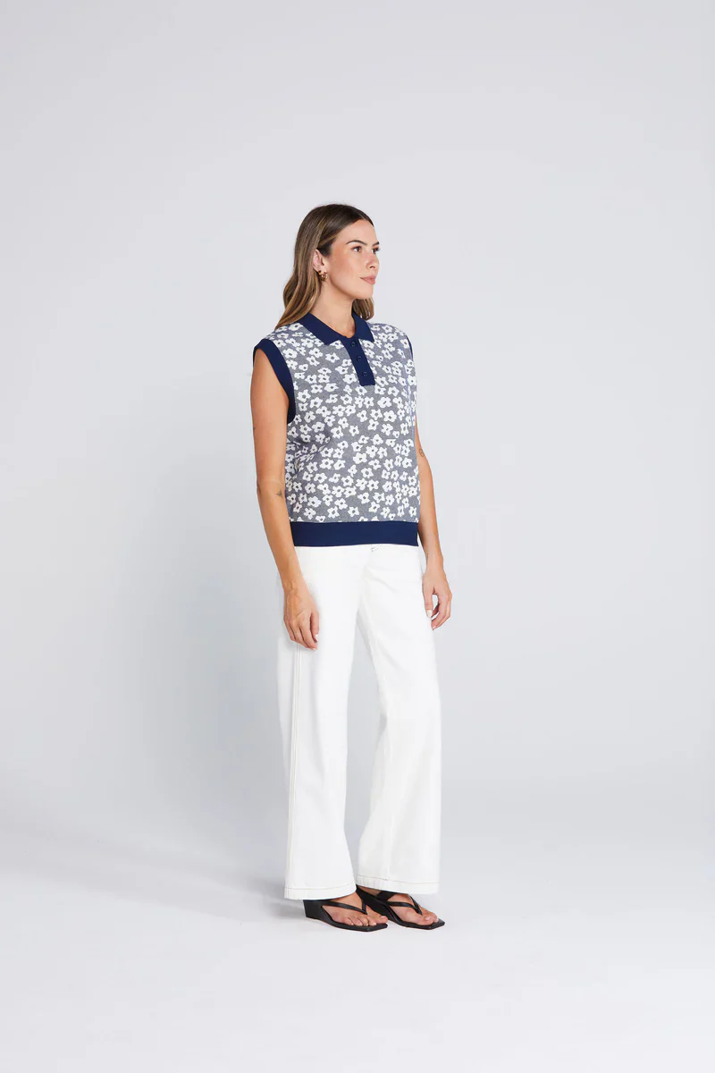 Fairway Flowers Polo - Bleached Navy - Image 4