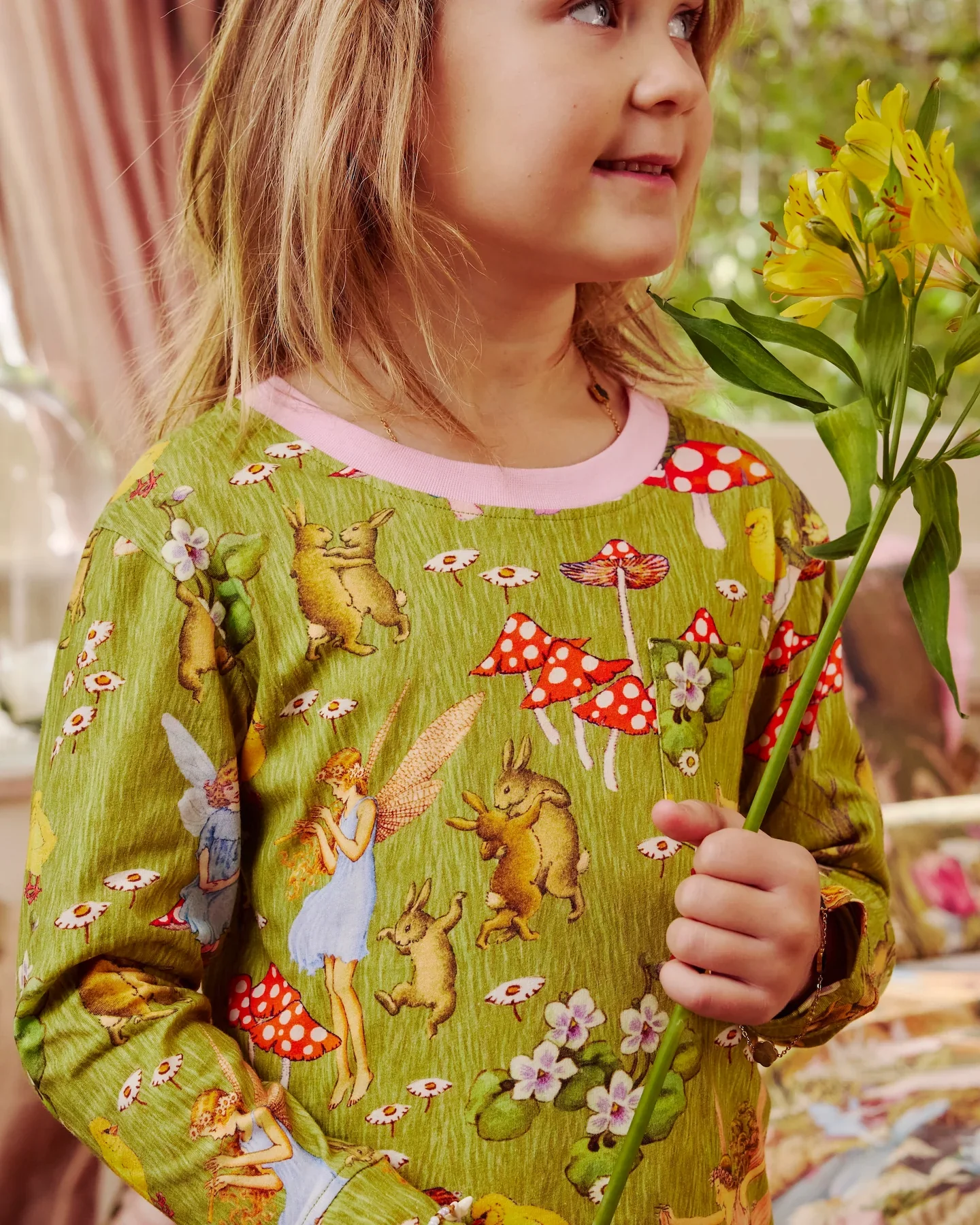 Kids Organic Cotton Long Sleeve Nightie - Fairyland | Frolicking In The Fields - Image 3
