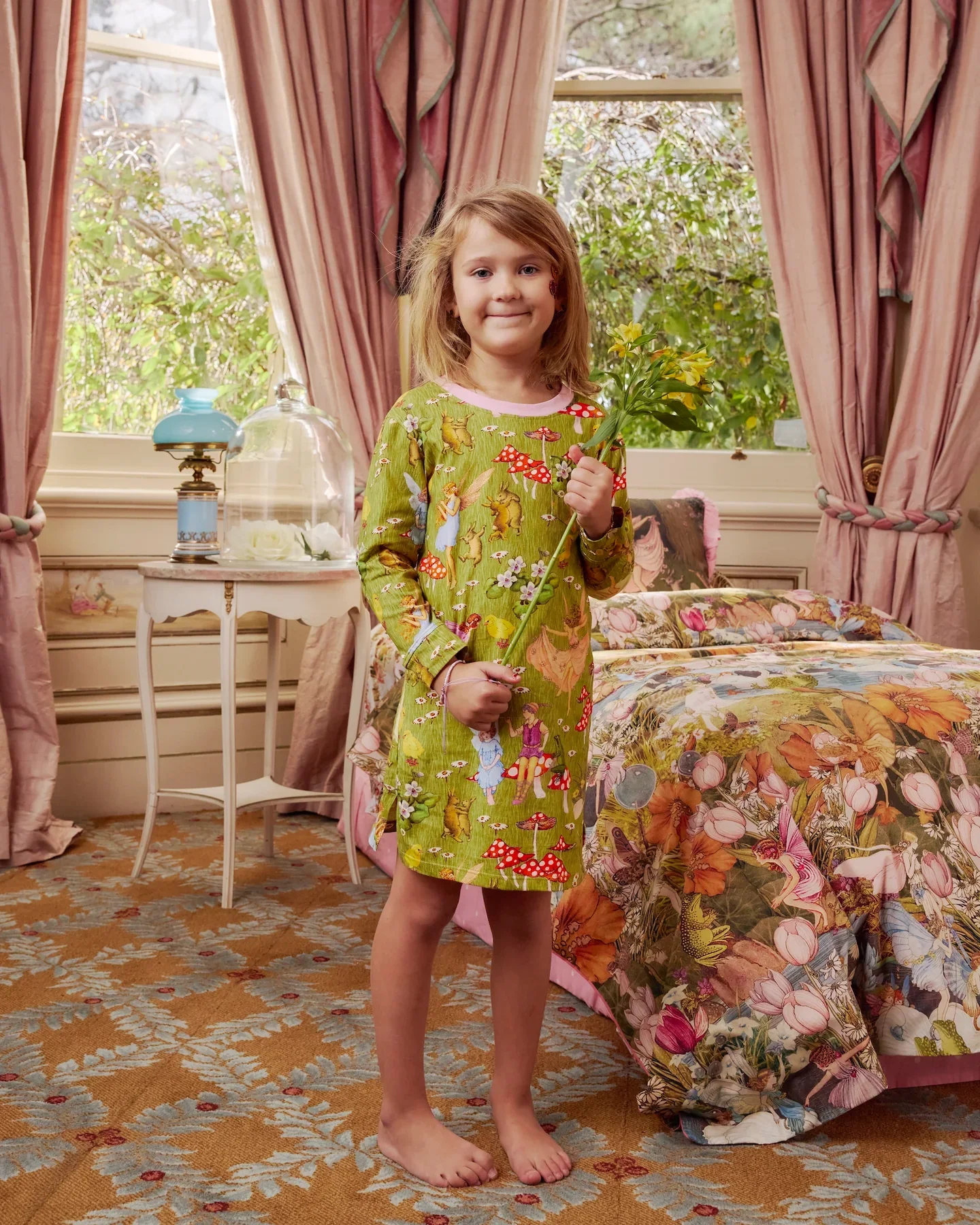 Kids Organic Cotton Long Sleeve Nightie - Fairyland | Frolicking In The Fields - Image 4