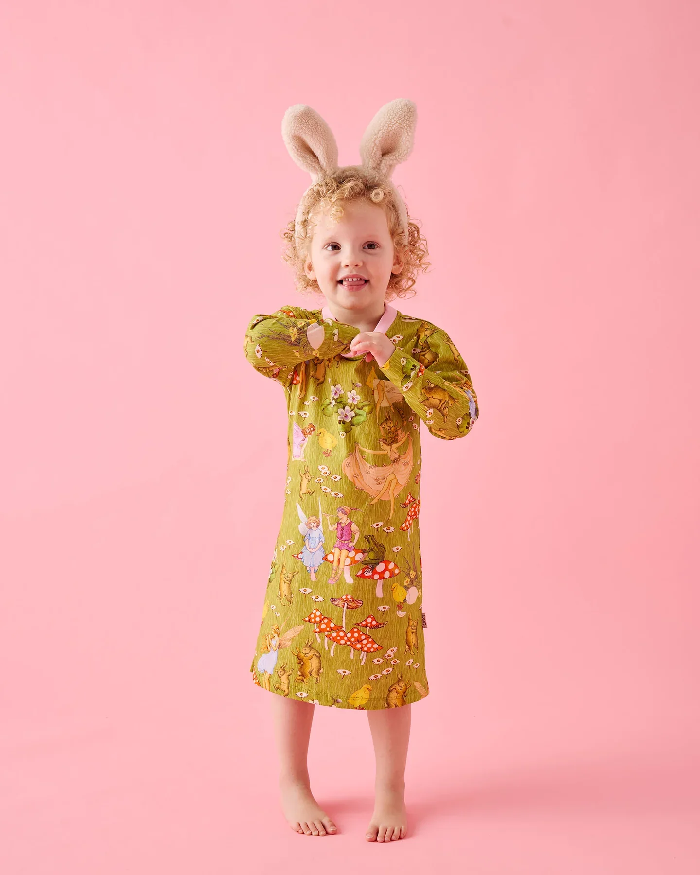 Kids Organic Cotton Long Sleeve Nightie - Fairyland | Frolicking In The Fields - Image 5