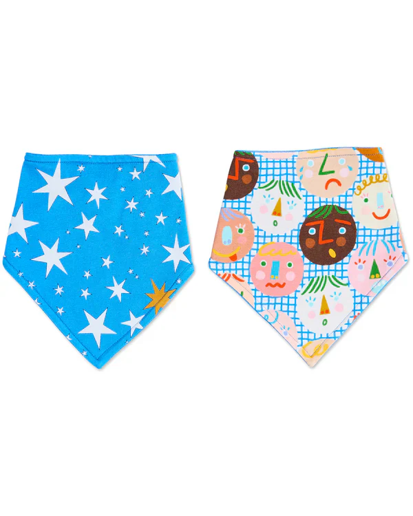 Organic Cotton Dribble Bib Set - Happy Stars