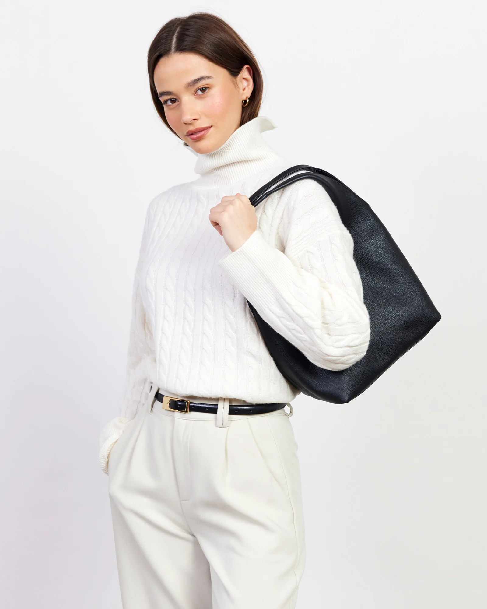 Kiki Shoulder Bag - Black Lightly Milled - Image 2