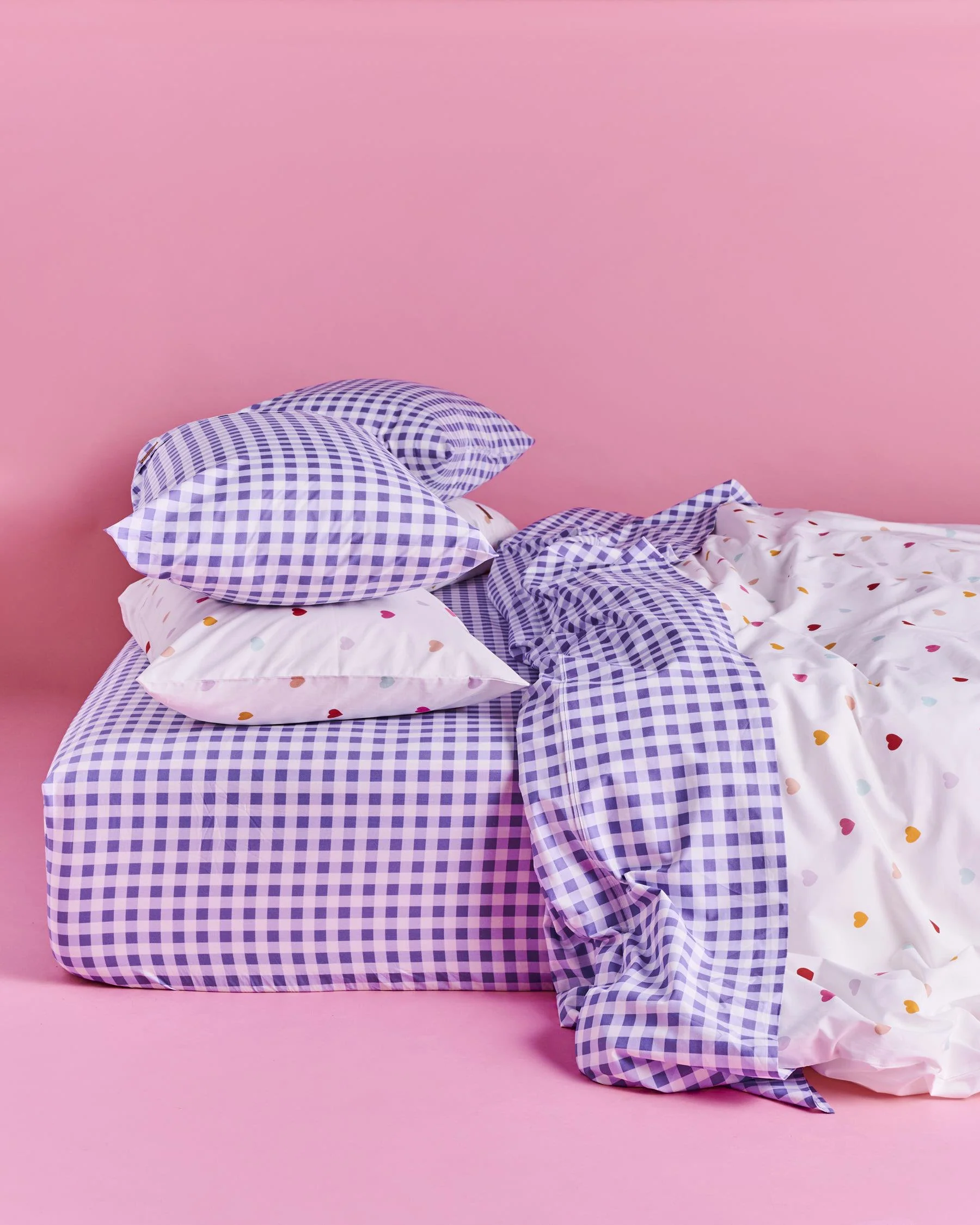 Cotton Pillowcase (Singular) - Lilac Gingham - Image 4
