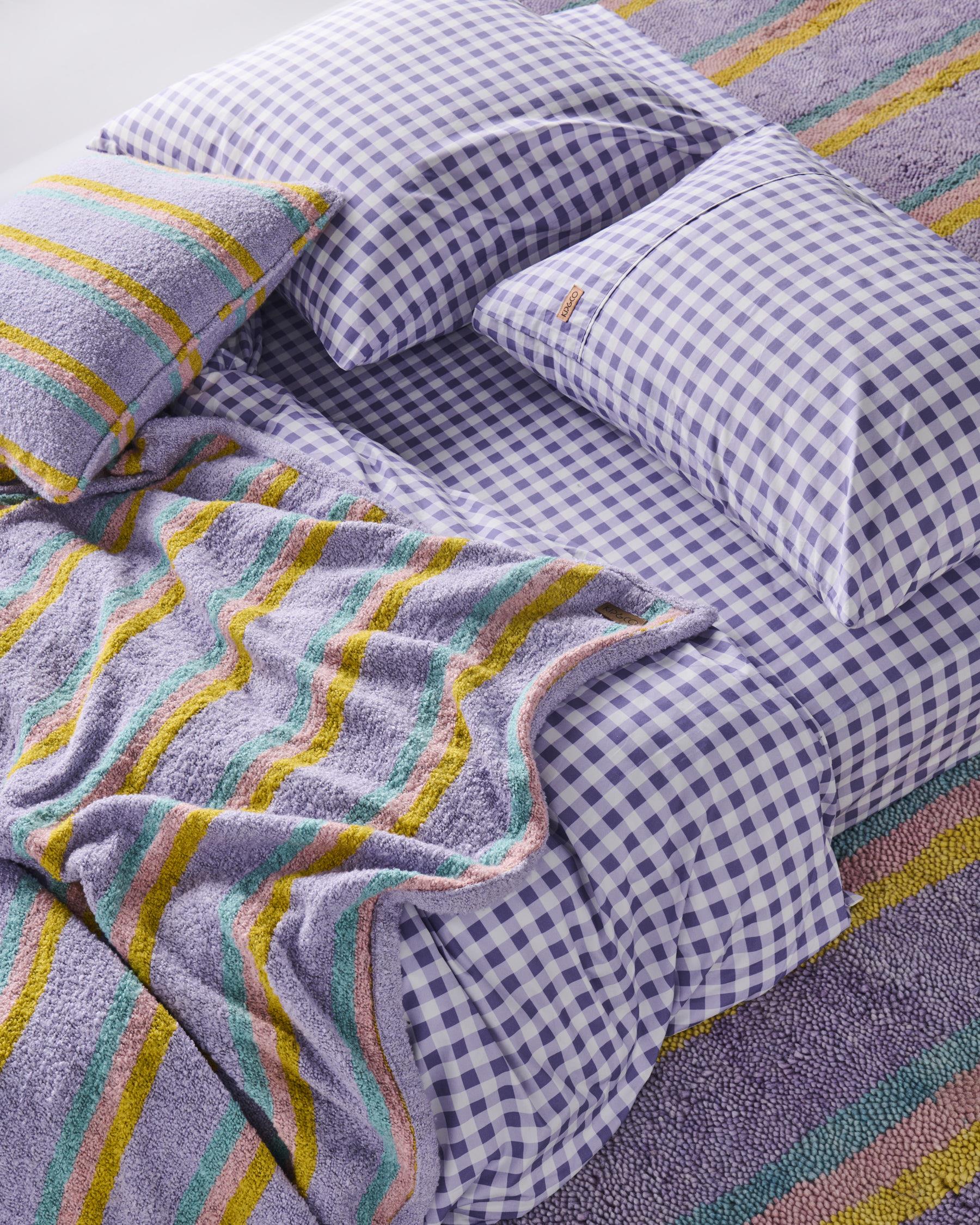 Cotton Pillowcase (Singular) - Lilac Gingham - Image 5