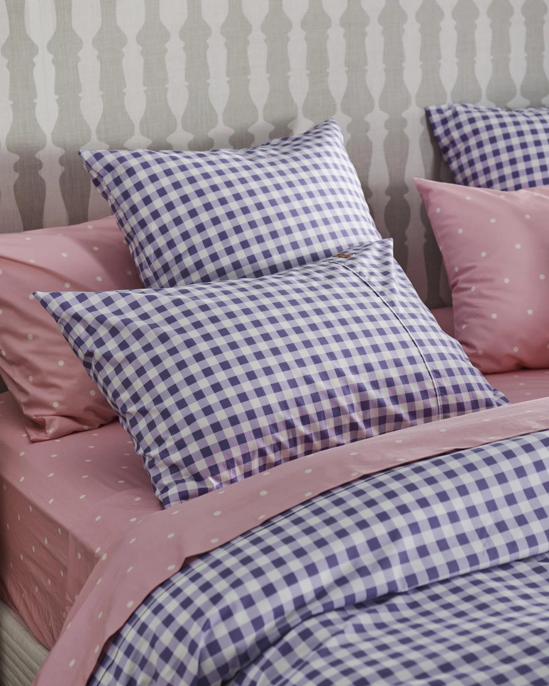 Cotton Pillowcase (Singular) - Lilac Gingham - Image 6