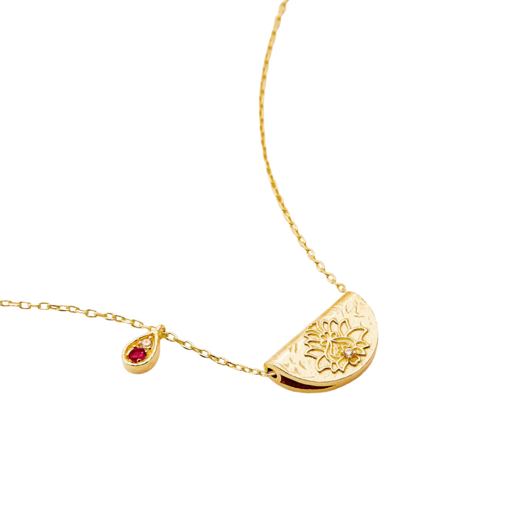 Lotus Birthstone Necklace - Image 4
