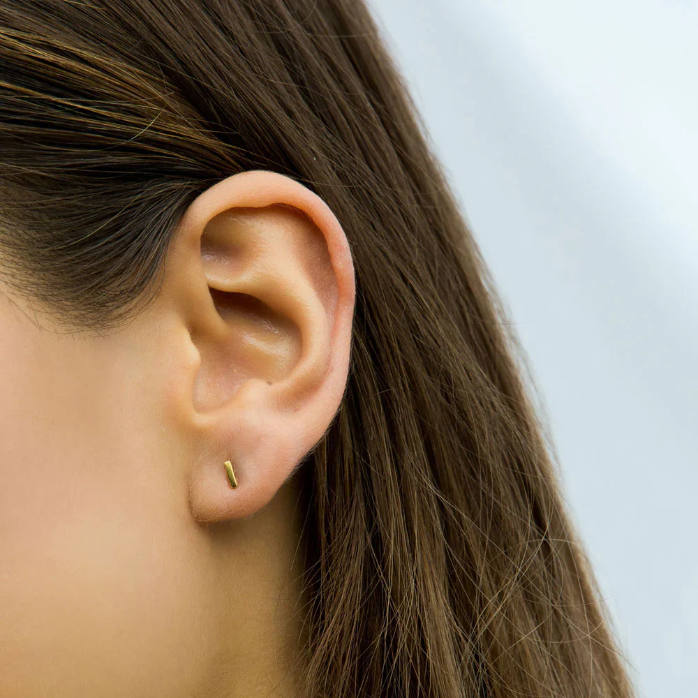 Mini Bar Stud Earrings - Gold - Image 2