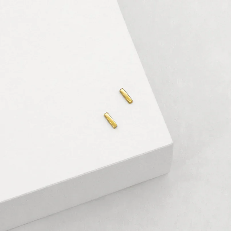 Mini Bar Stud Earrings - Gold - Image 3