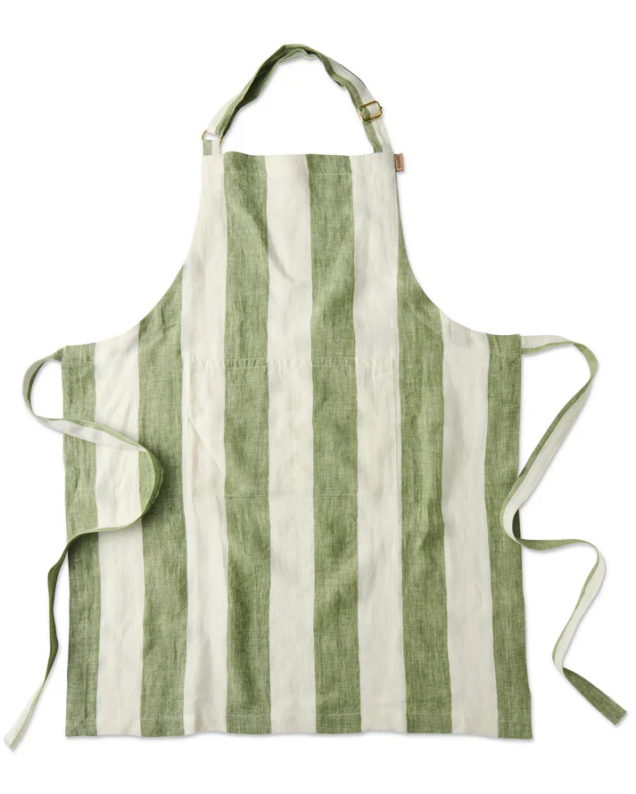 Linen Apron - Moss Stripe