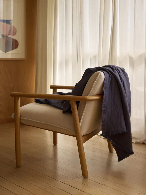 Oslo Lambswool Throw - Oxford Blue/Lupin - Image 3