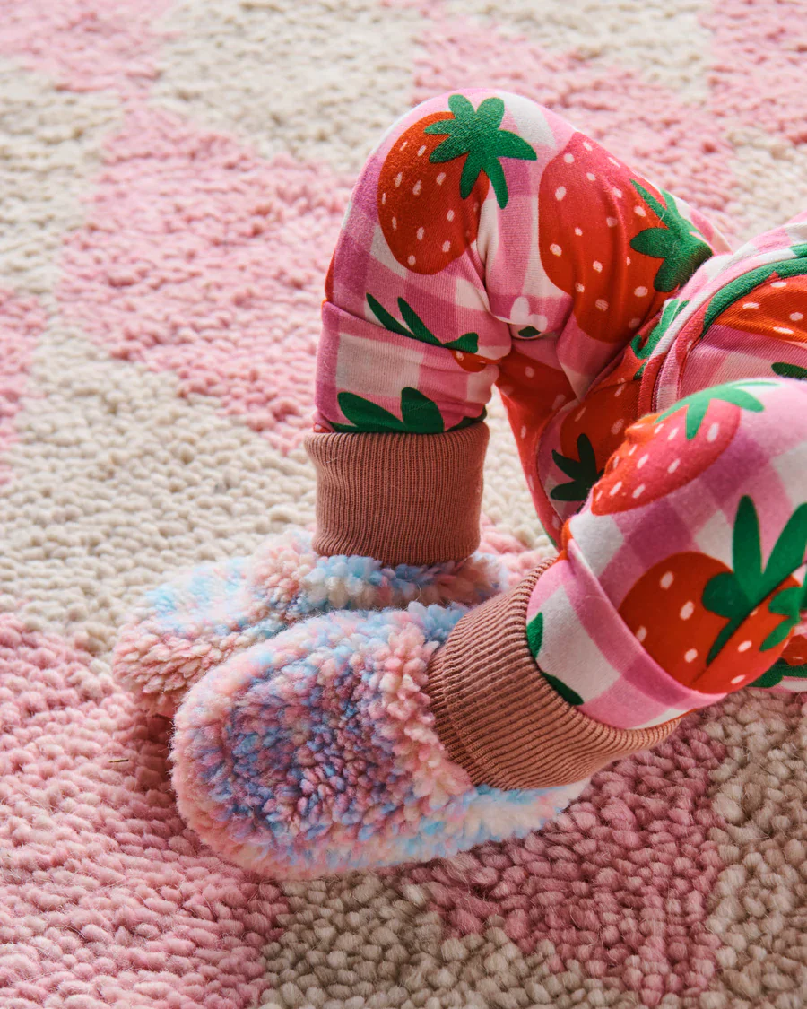 Pastel Dreams Tartan Sherpa Baby Booties - Image 2