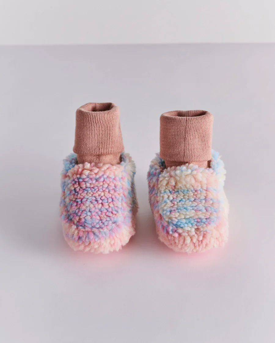 Pastel Dreams Tartan Sherpa Baby Booties - Image 3