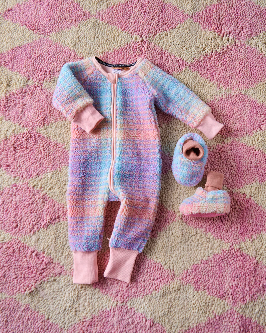 Pastel Dreams Tartan Sherpa Baby Booties - Image 4