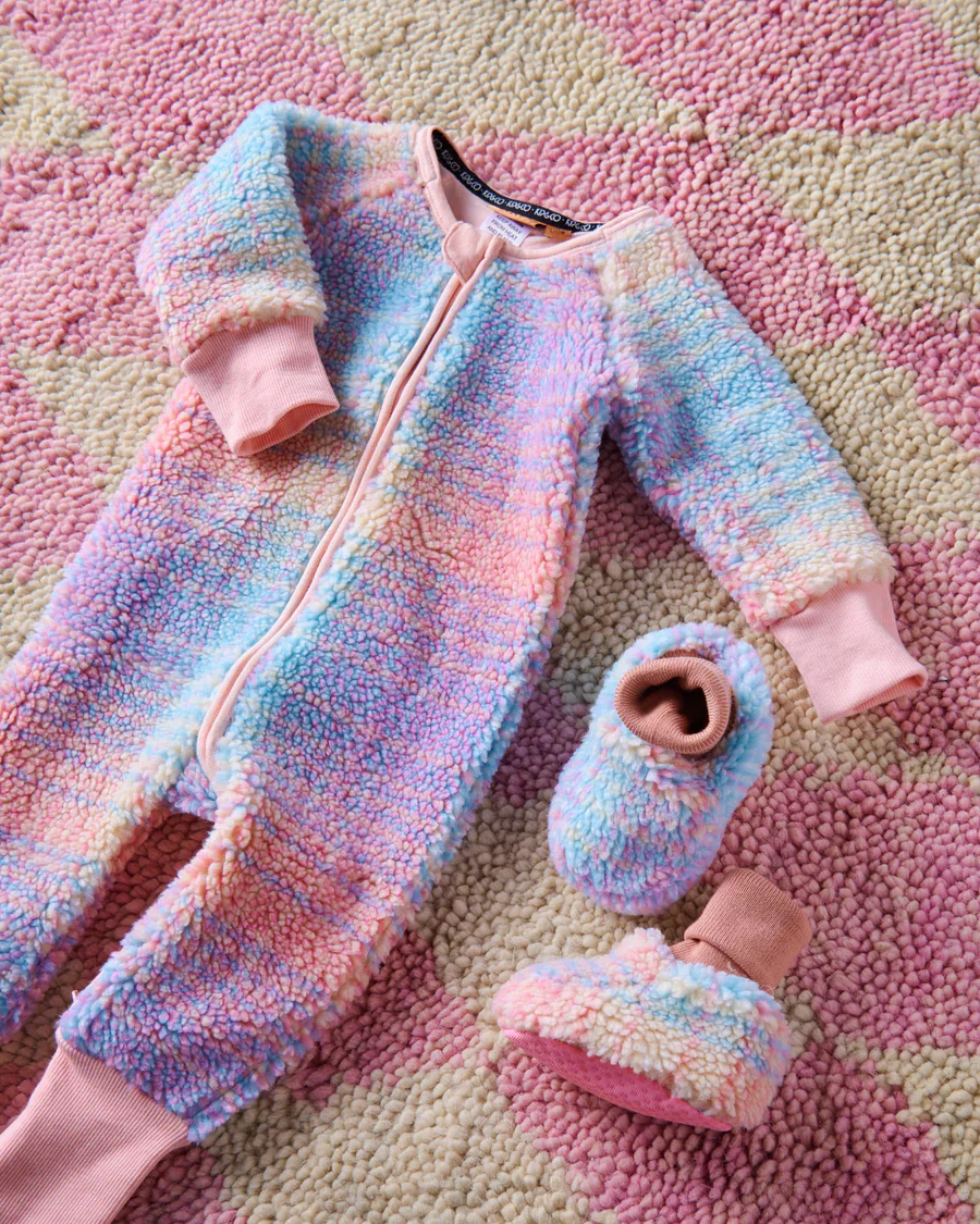 Pastel Dreams Tartan Sherpa Baby Booties - Image 5