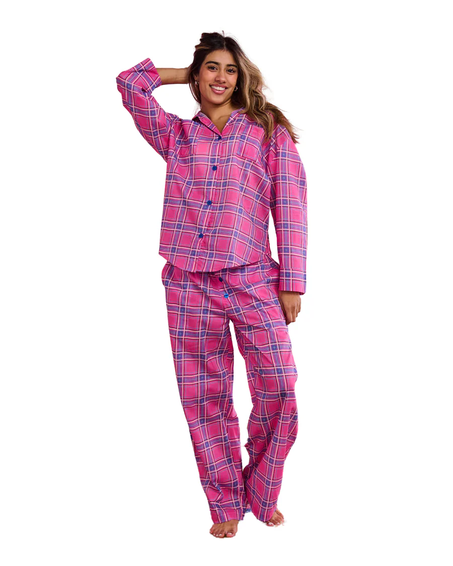 Cotton Pyjama Set - Pinky Tartan