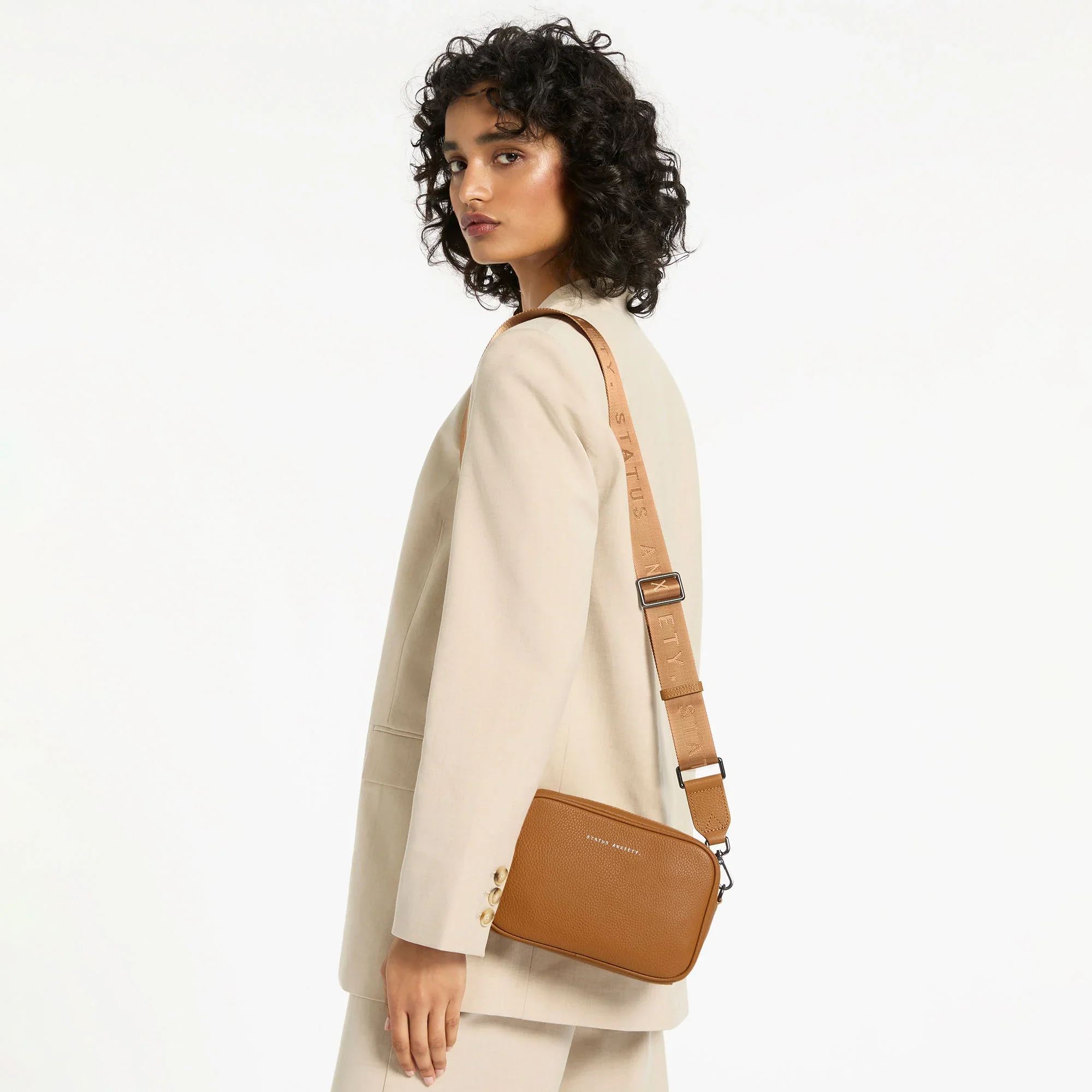 Plunder Bag with Dual Straps - Camel - Image 8