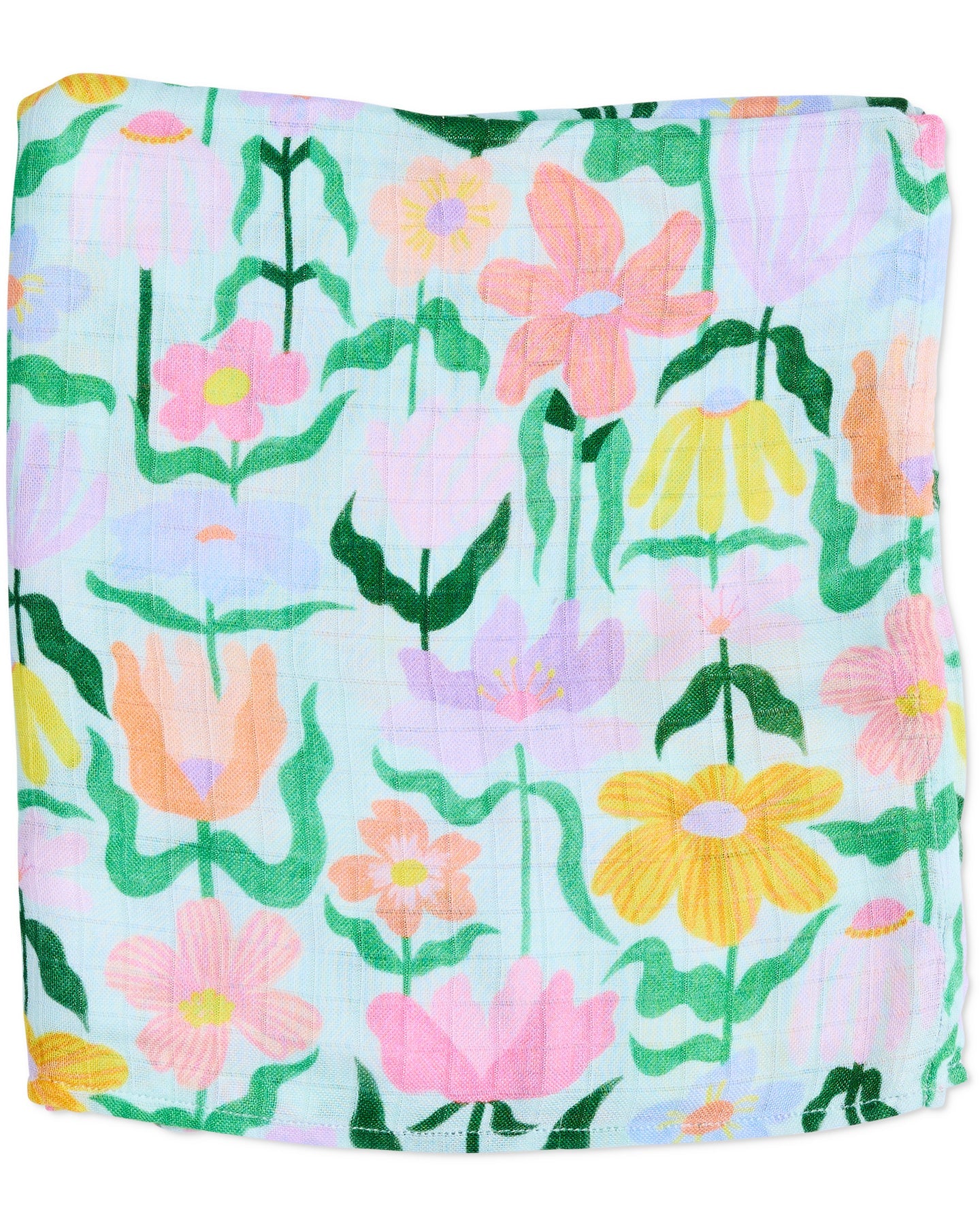 Baby Swaddle - Popping Flowers Green