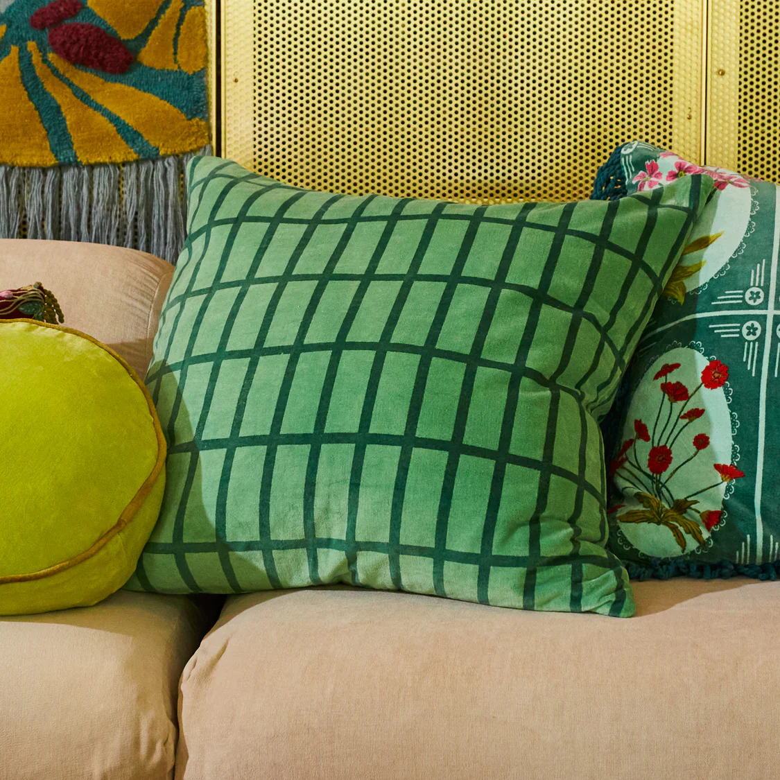 Remi Velvet Cushion - Emerald Feather Insert - Image 4