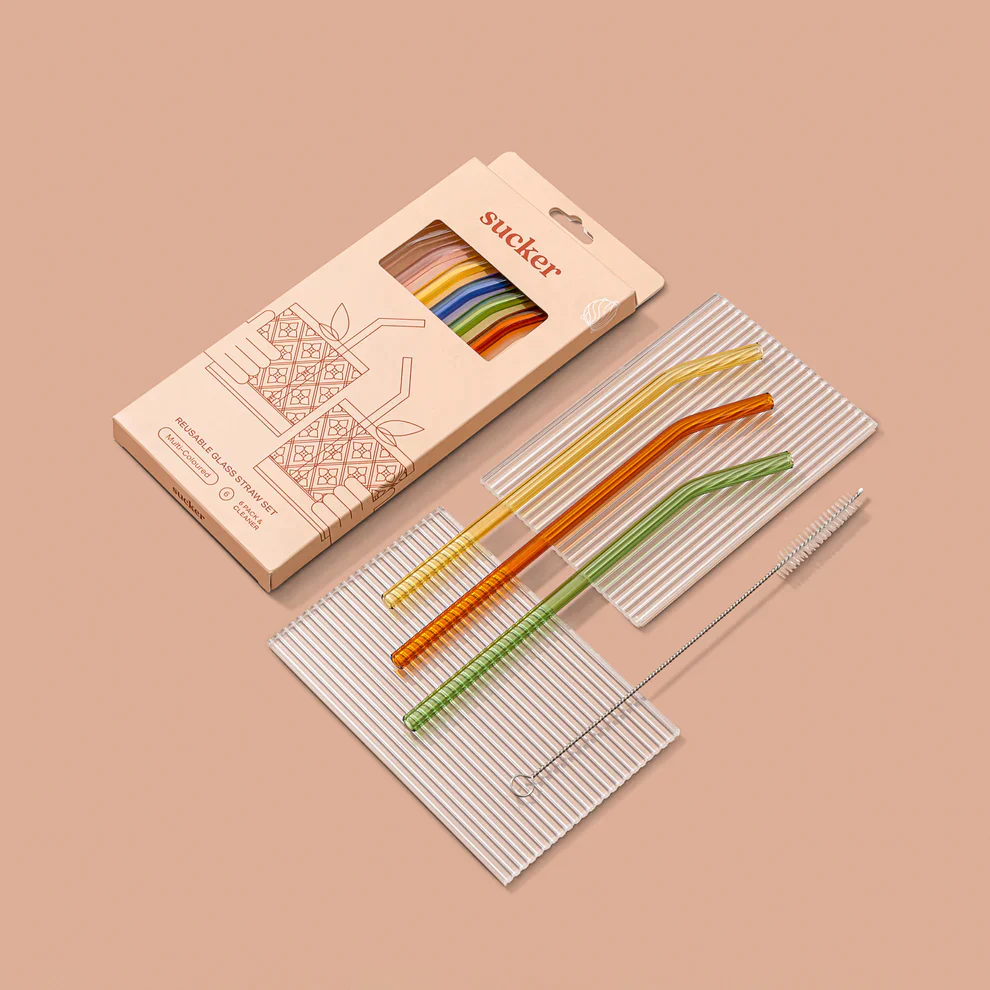 Reusable Glass Drinking Straws - Multi-colour - Image 3