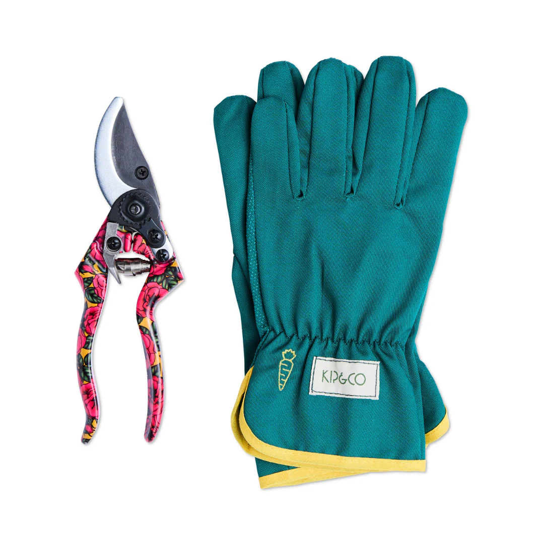 Secateurs and Gloves Set - Golden Peony