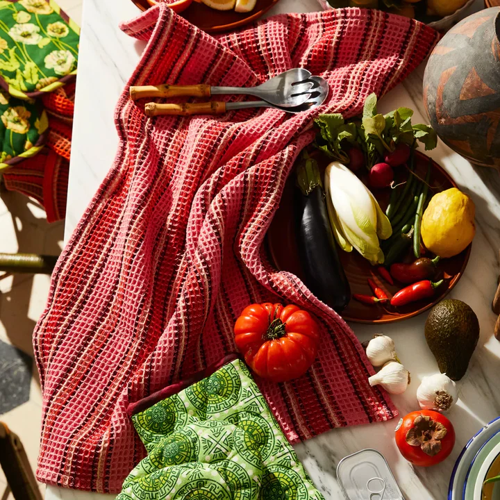 Selene Stripe Tea Towel - Hibiscus - Image 2