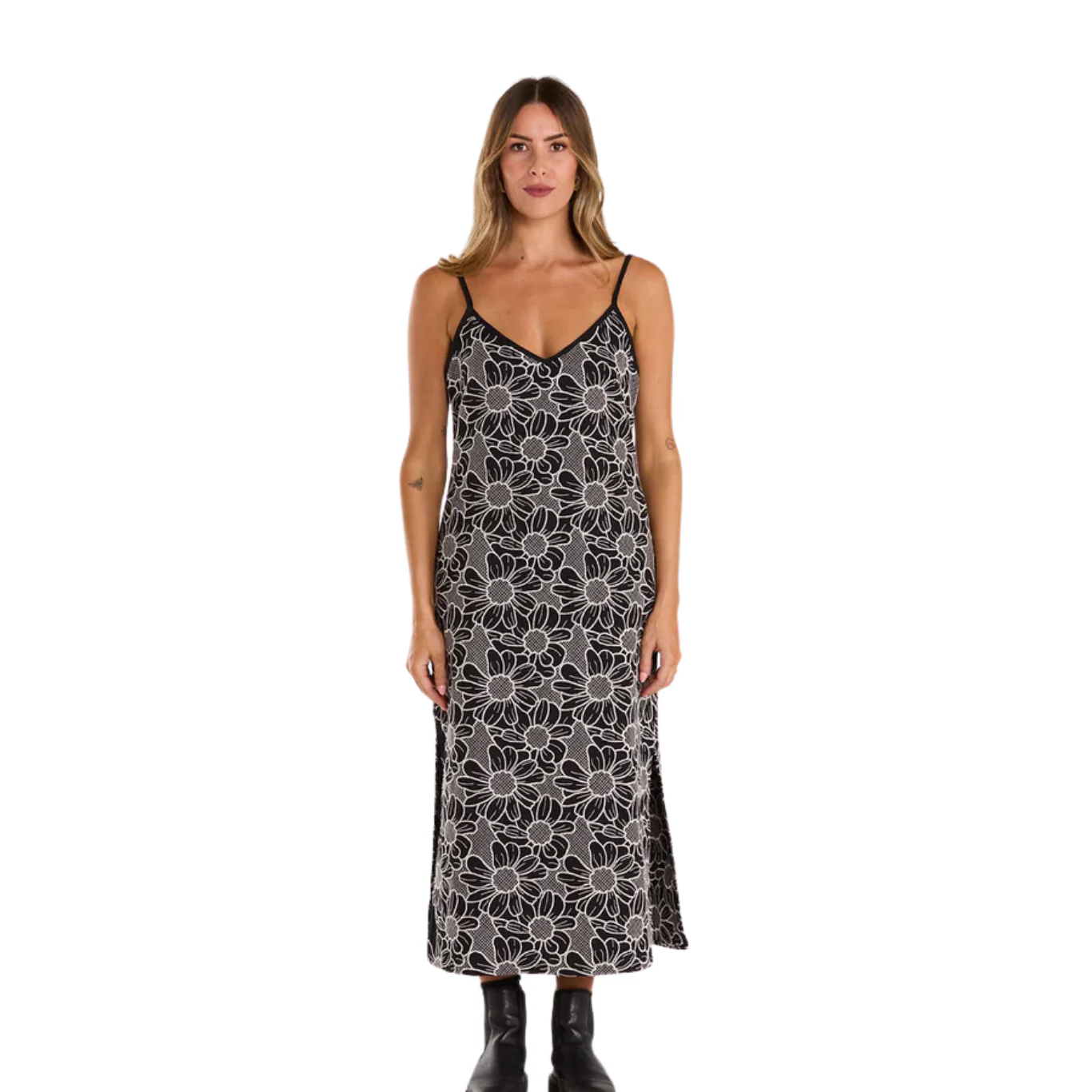 Slink Dress - Black Daisy