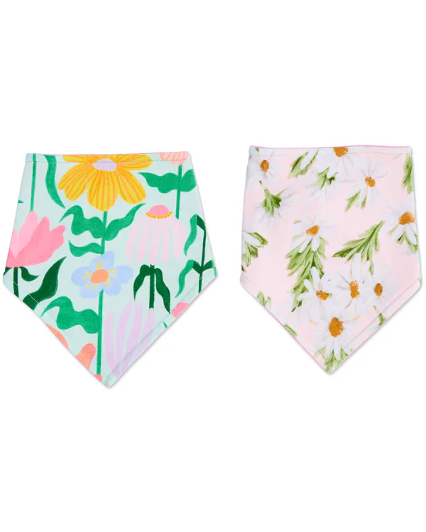 Organic Cotton Dribble Bib Set - Sweet Flowers