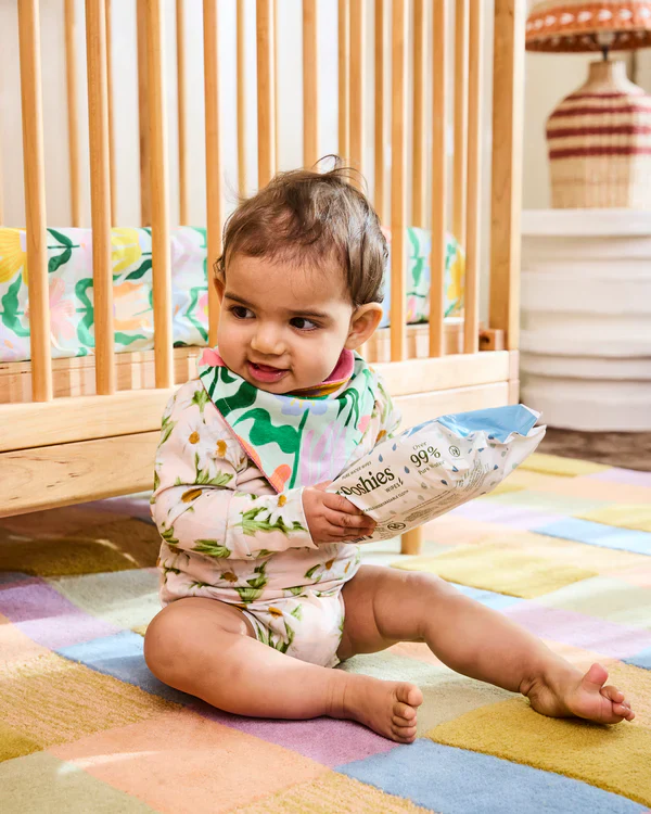 Organic Cotton Dribble Bib Set - Sweet Flowers - Image 2