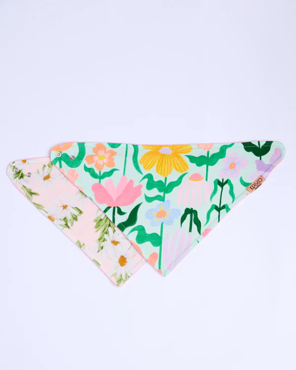 Organic Cotton Dribble Bib Set - Sweet Flowers - Image 3