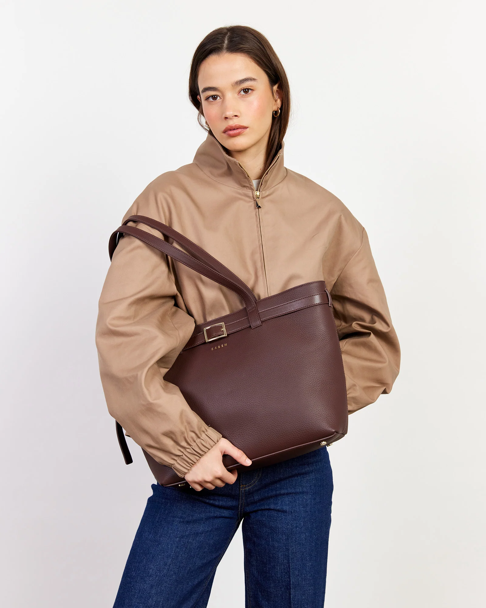 Tabby Shoulder Bag - Espresso + Bronze - Image 2