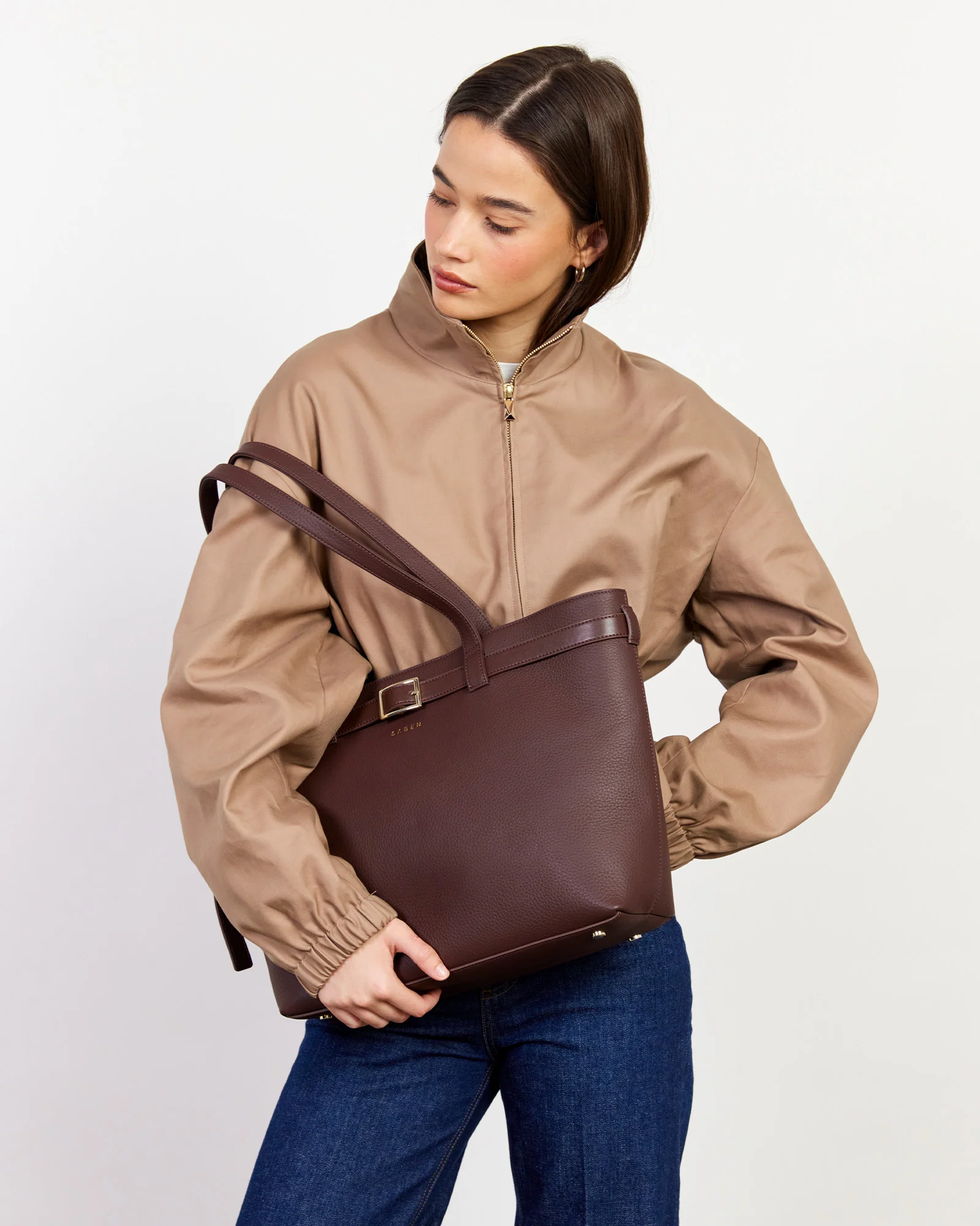 Tabby Shoulder Bag - Espresso + Bronze - Image 6