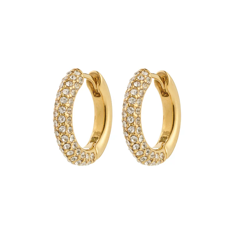 Tatum Crystal Hoop Earrings Medium - Gold Plated