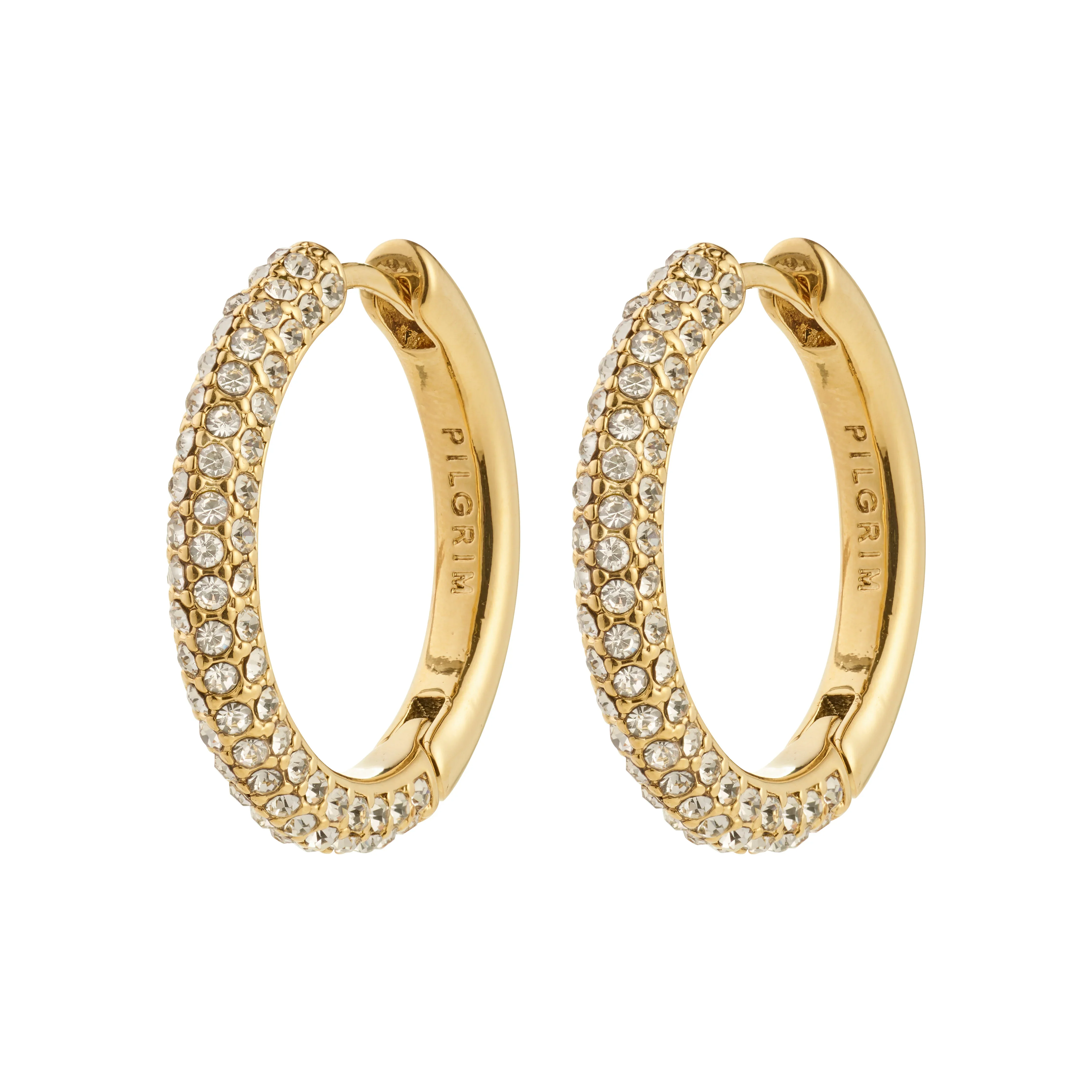 Tatum Crystal Hoop Earrings Large - Gold Plated